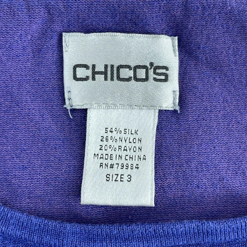 Chicos Womens Blue Silk Blend Tank Top Size 3 0594 - Picture 4 of 8
